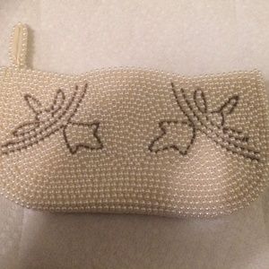 Micheri White Beaded Clutch